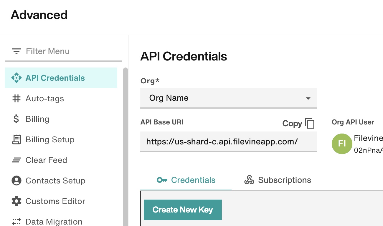API Credentials – Filevine Help Center
