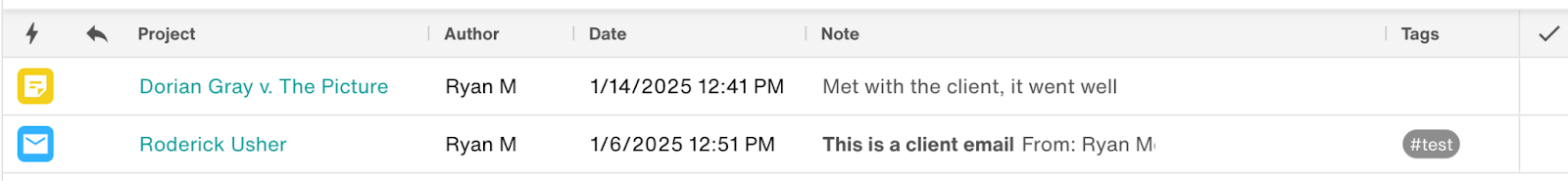 The feed is in list view. Unlike the previous two views, this view is formatted as a table, with each horizontal row containing one item.