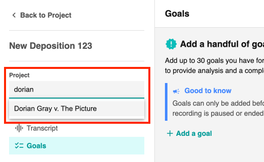 Search for and select another project
