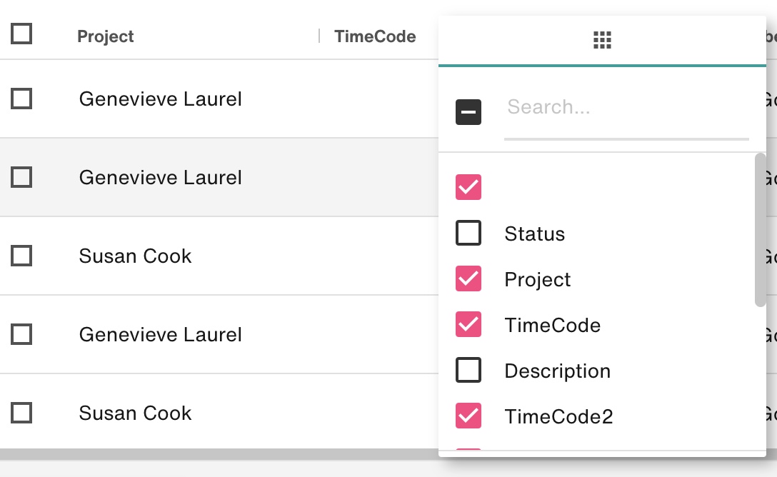 Select and deselect columns