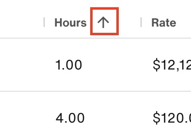 Click column header to sort