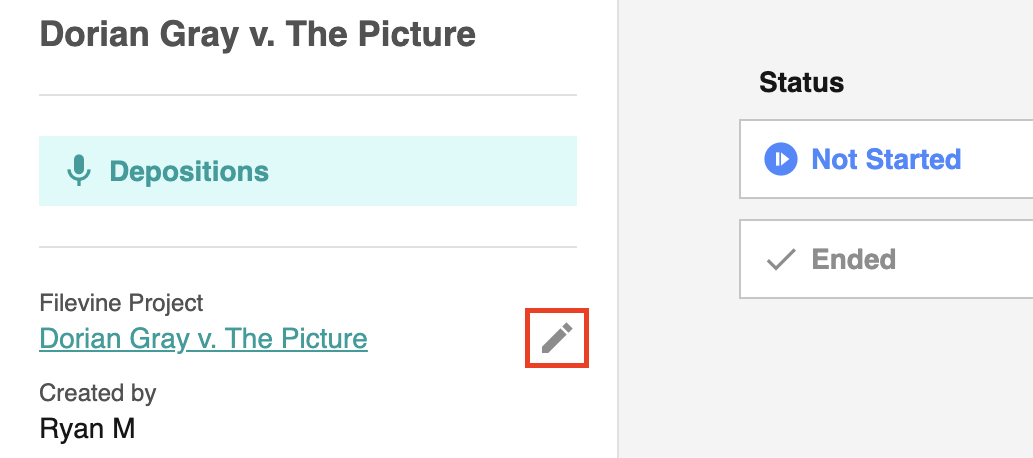 Edit Filevine project link