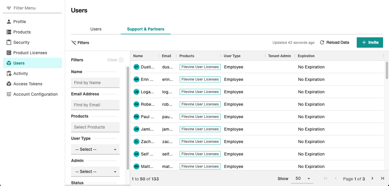 Support and Partners Tab