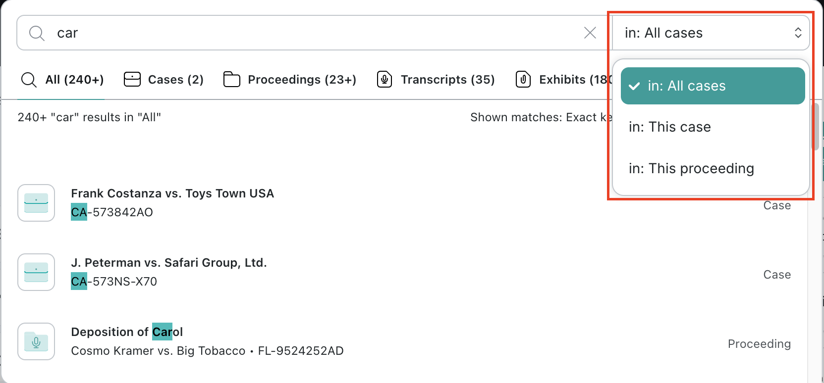 Filter by All cases, This case, or This proceeding.png