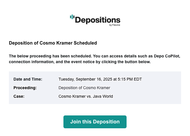 Deposition of Cosmo Kramer Scheduled - Join this Deposition.png
