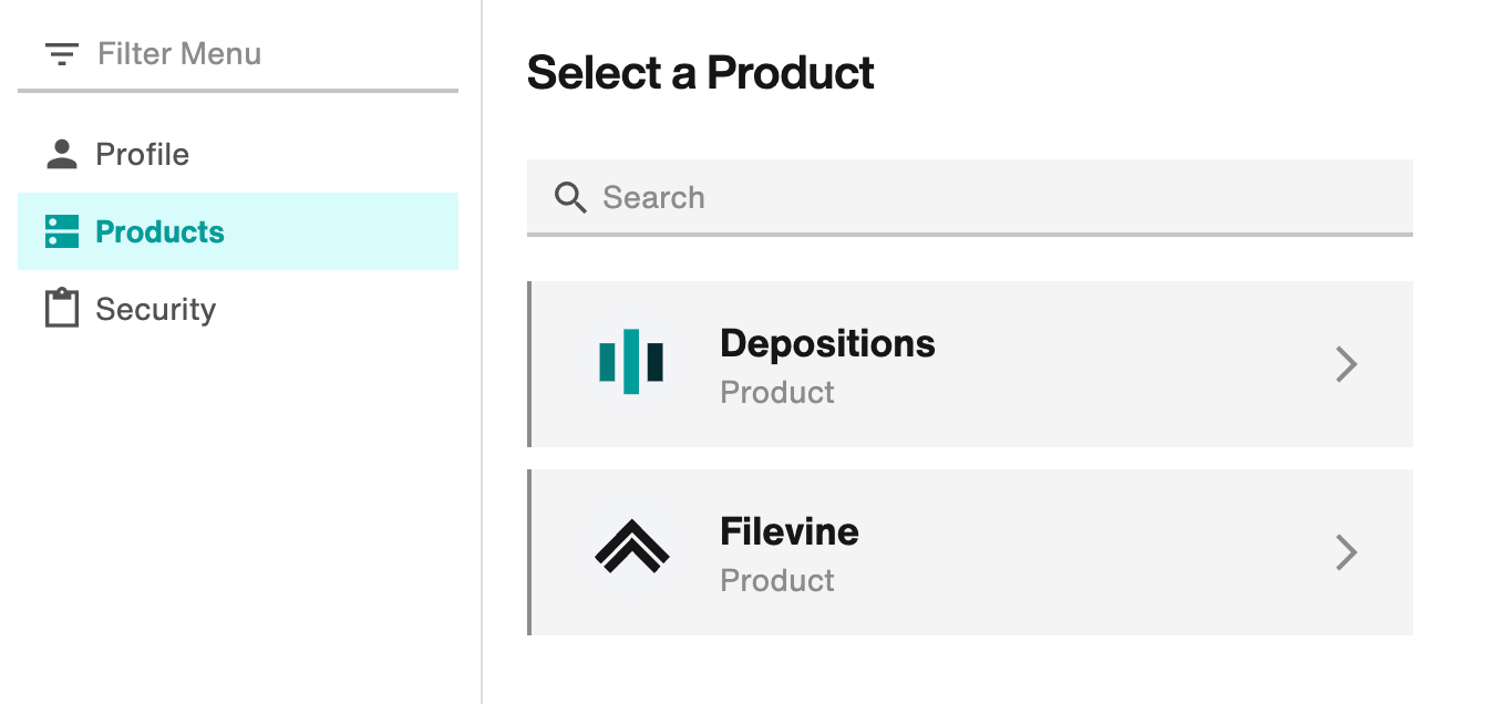 Products section