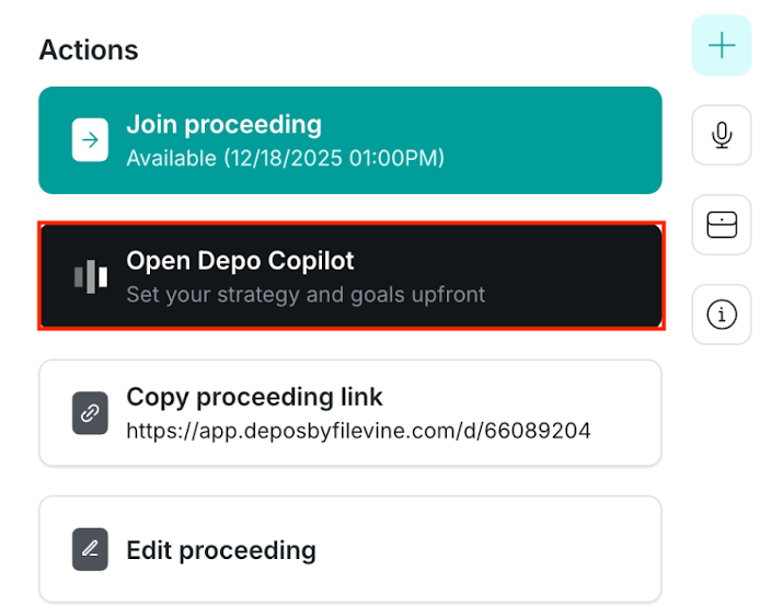 Action panel: Open Depo Copilot