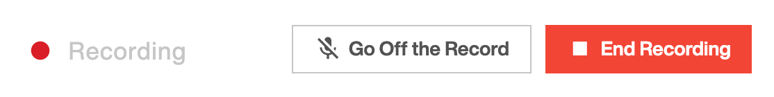 Bottom menu bar: Go Off the Record or End Recording