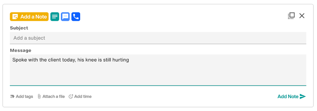 Add New Activity: Add a Note
