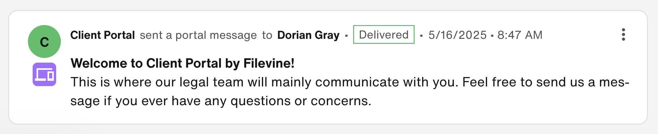 Portal Message item