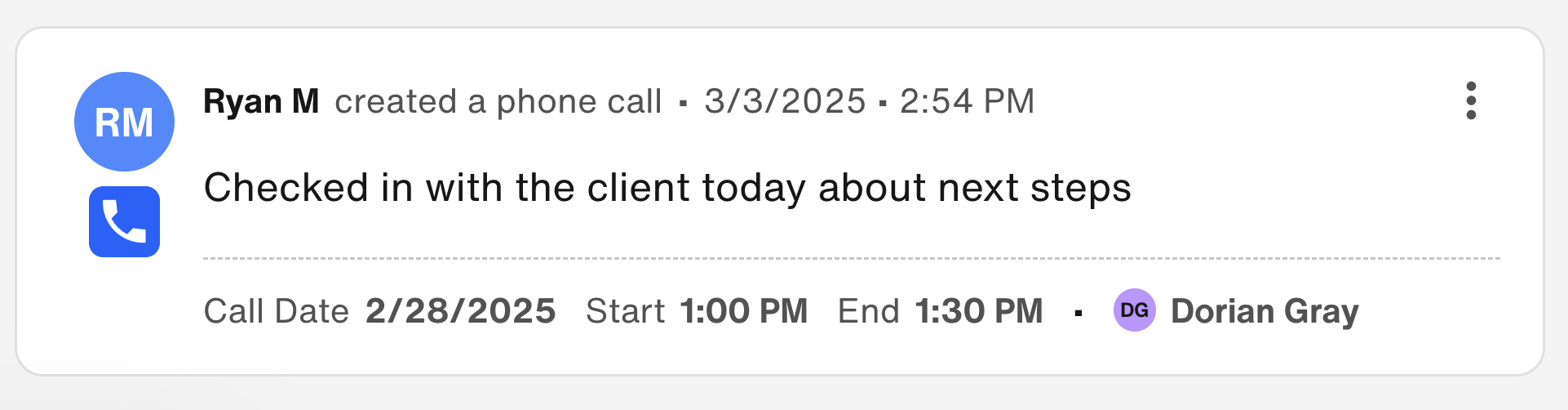 Phone Call item