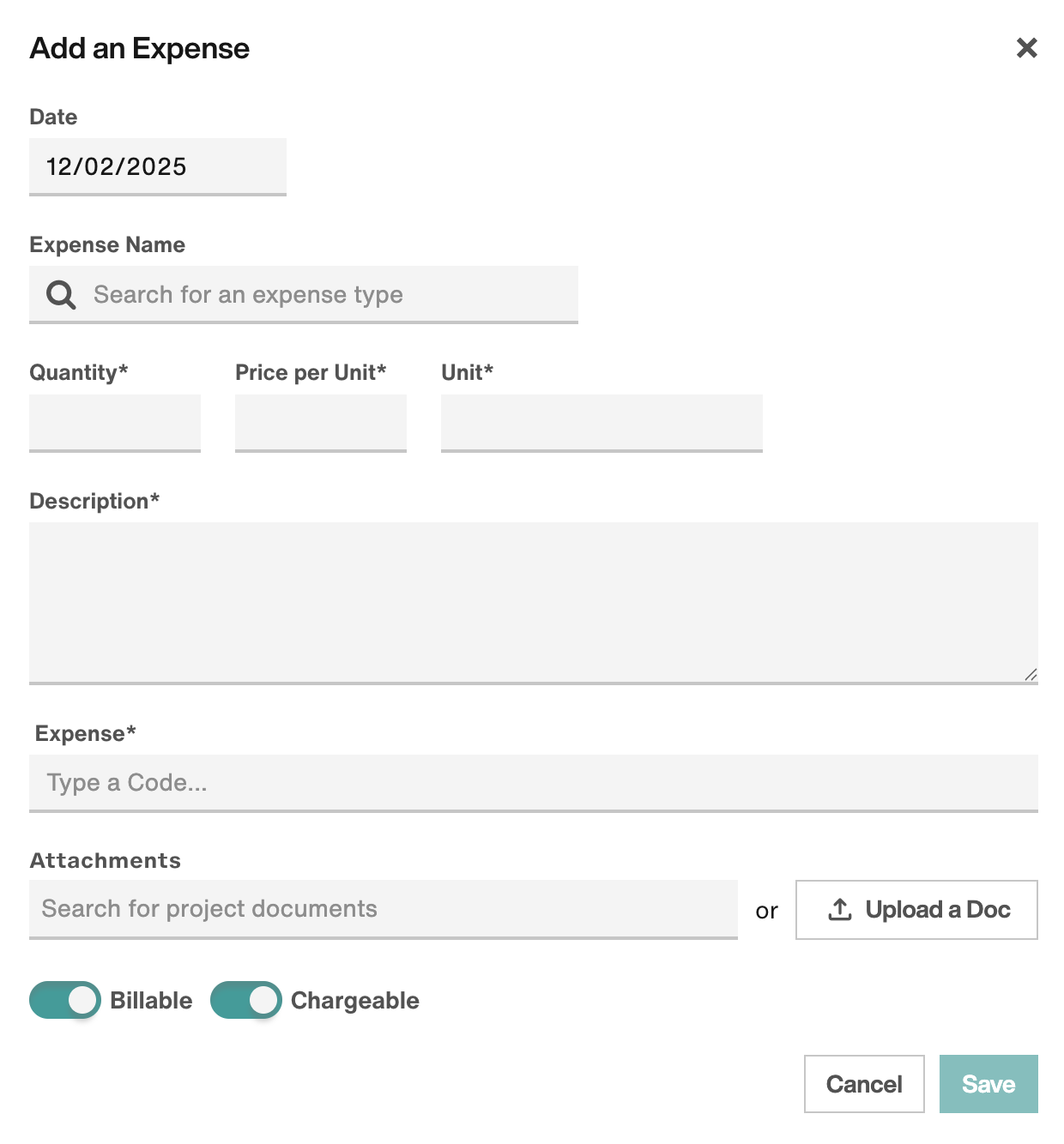 Add an Expense modal