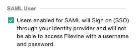SAML User checkbox
