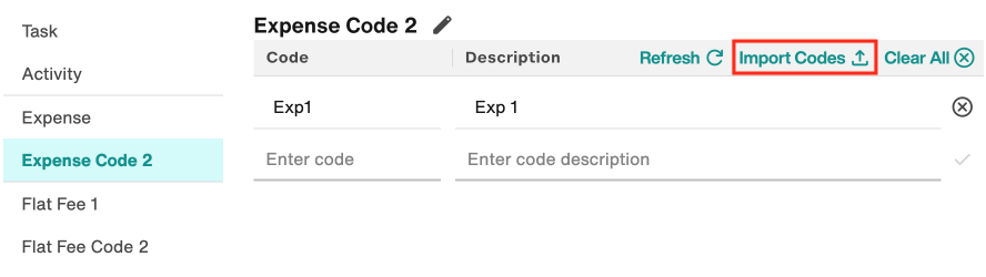 Import Codes