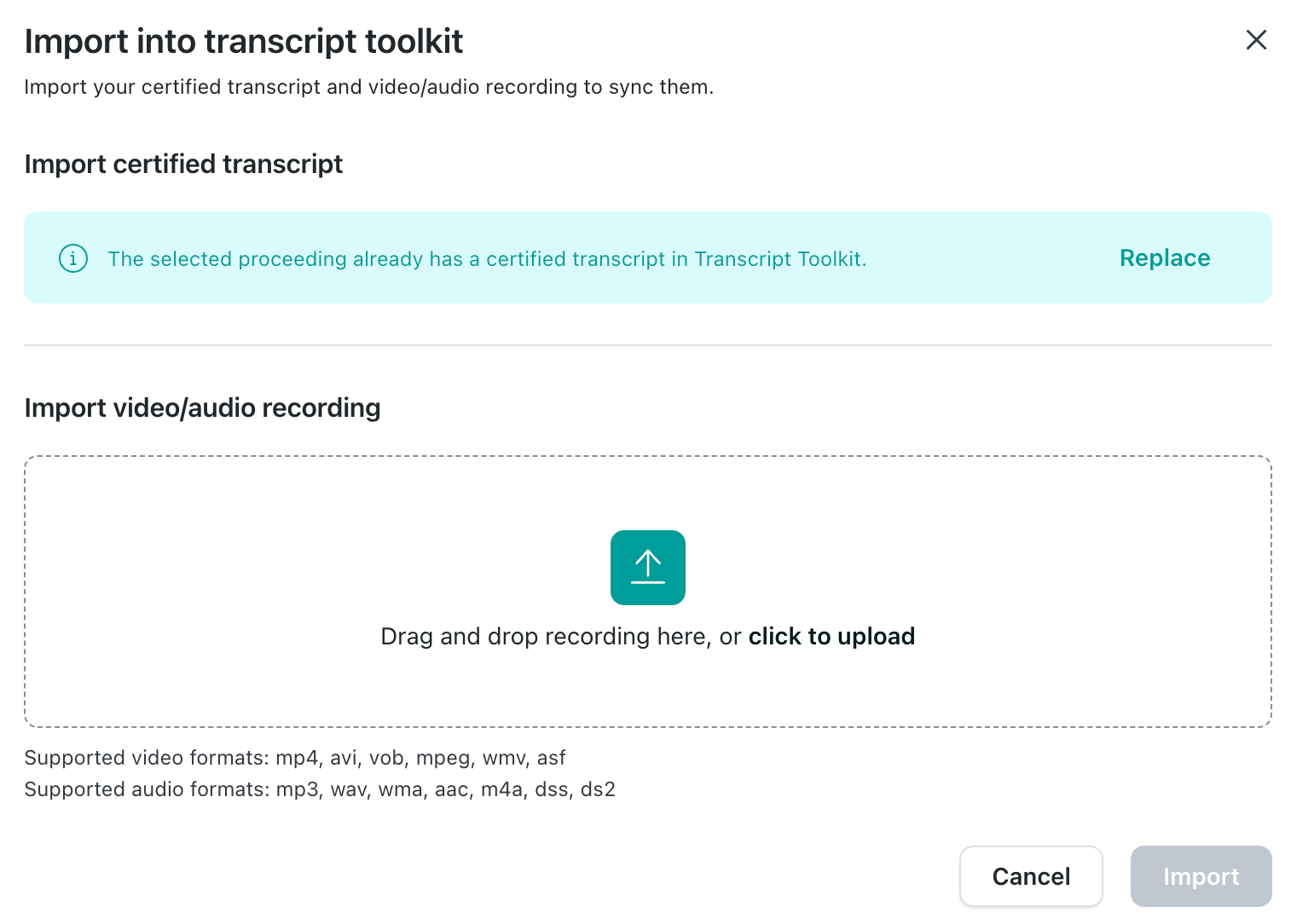 Import video/audio recording