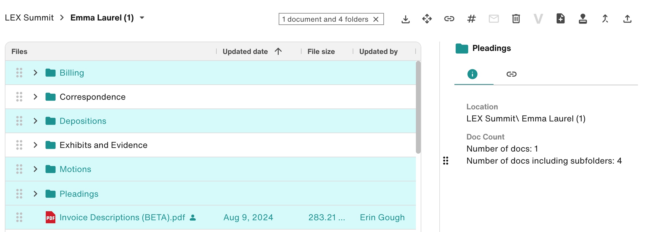 Multi-select documents and folders