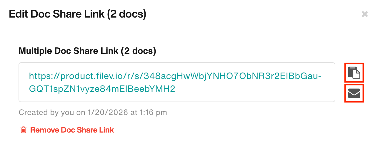 Copy or email document link
