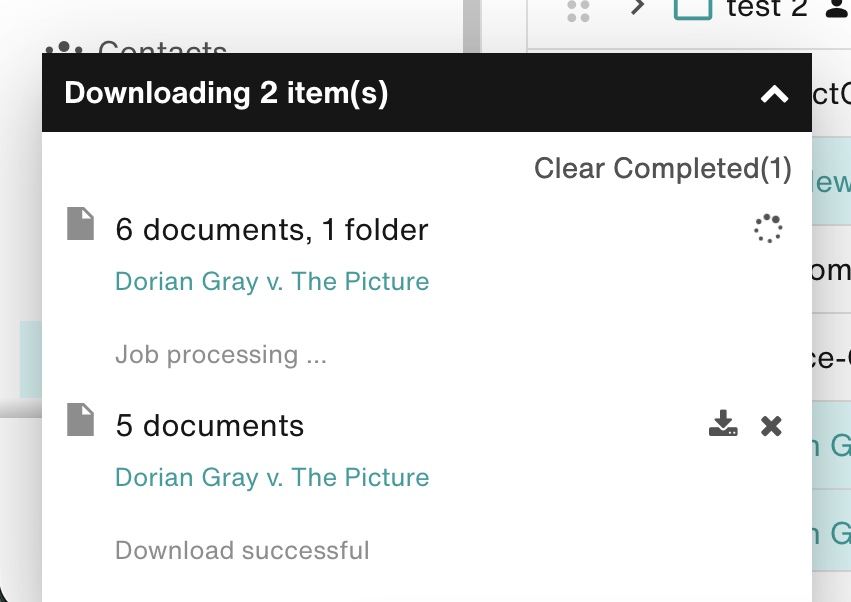 Progress window: Downloading 2 item(s)