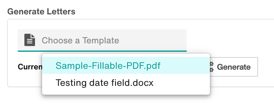 Choose a Template dropdown menu