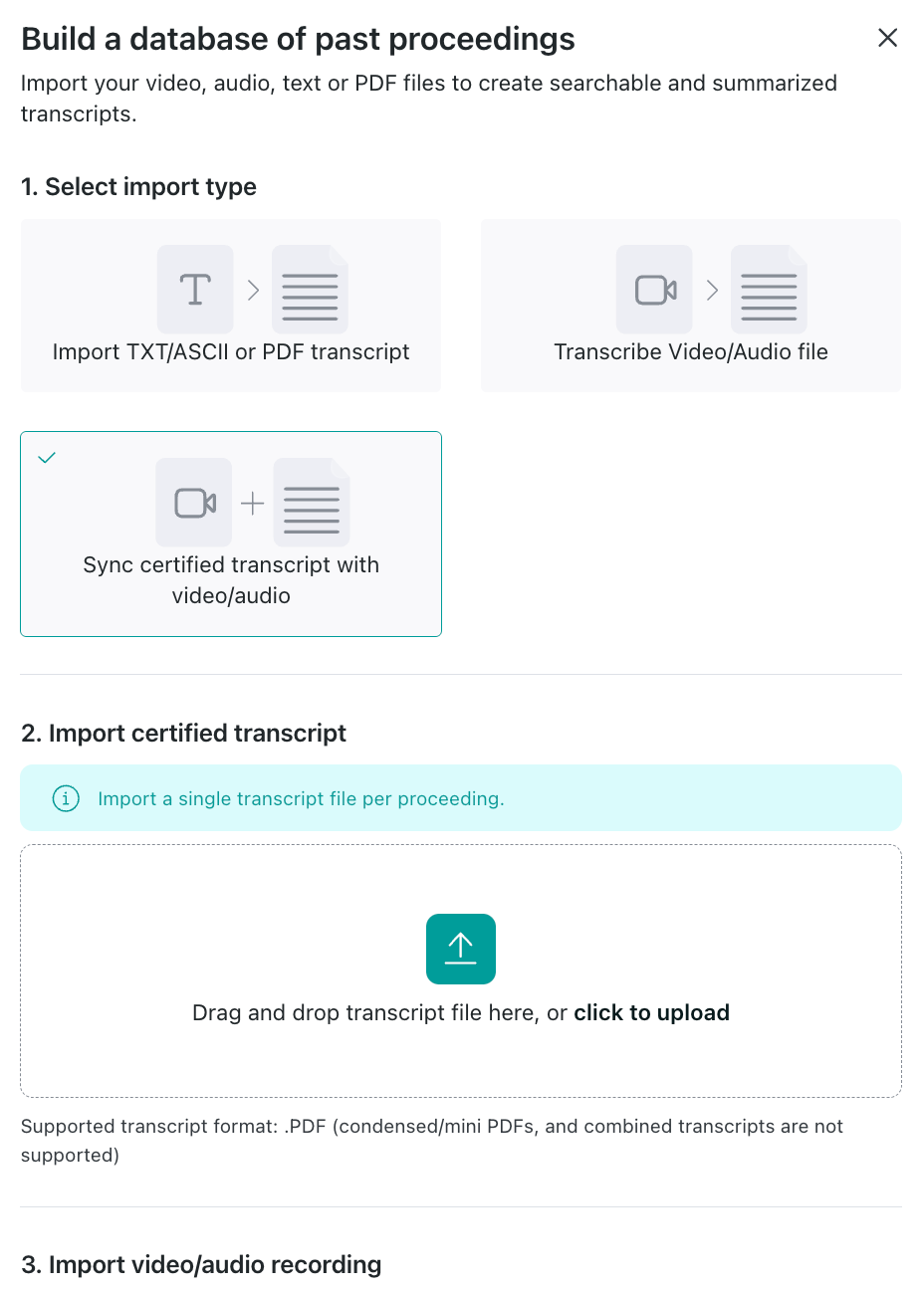 Sync certified transcript with video/audio