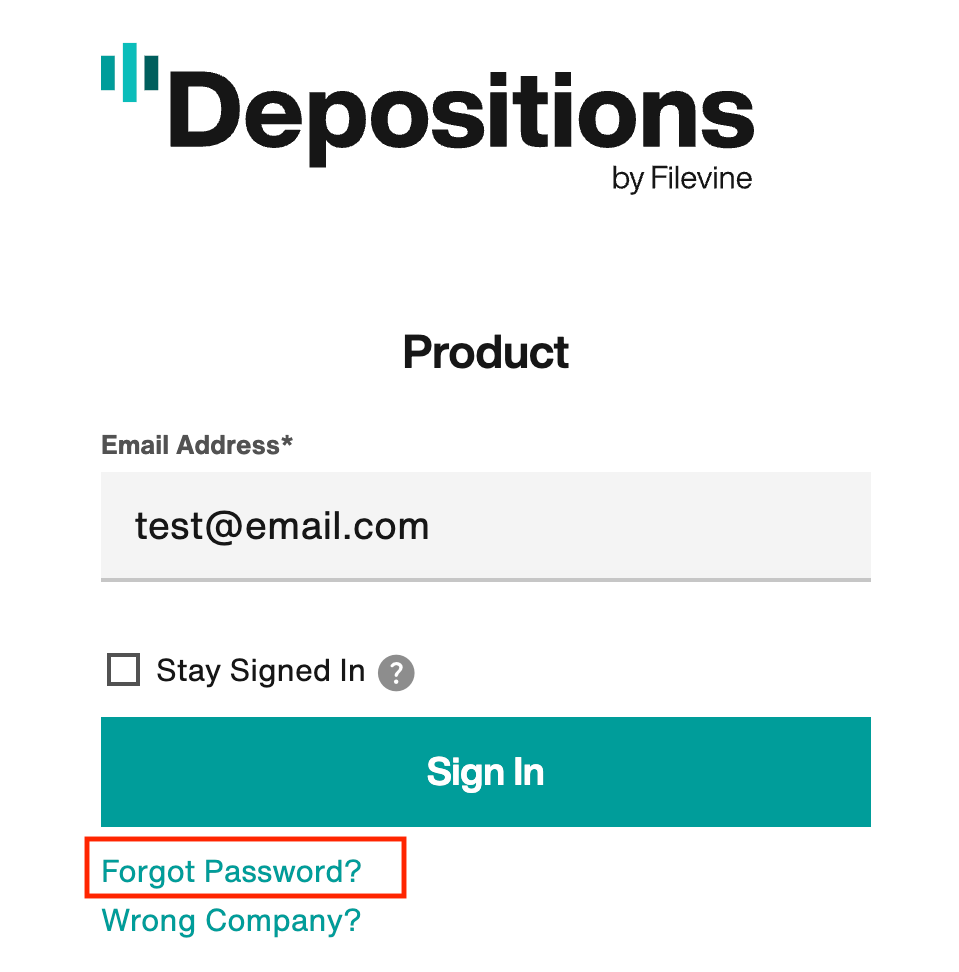 Forgot Password link