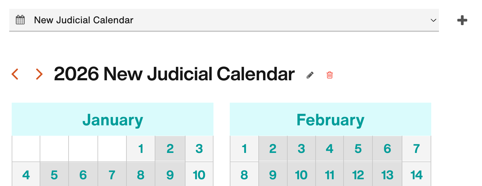New Judicial Calendar