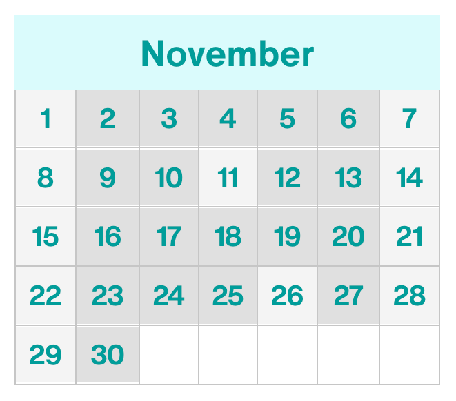 Select dates to count them, unselect dates to exclude them from being counted