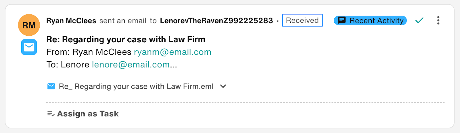 Email activity item