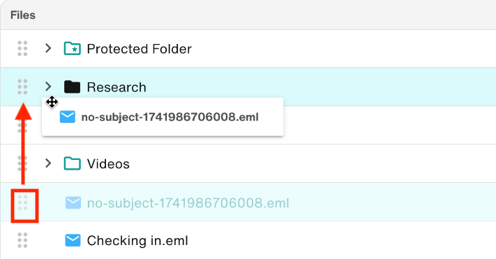 Click and drag project document into folder