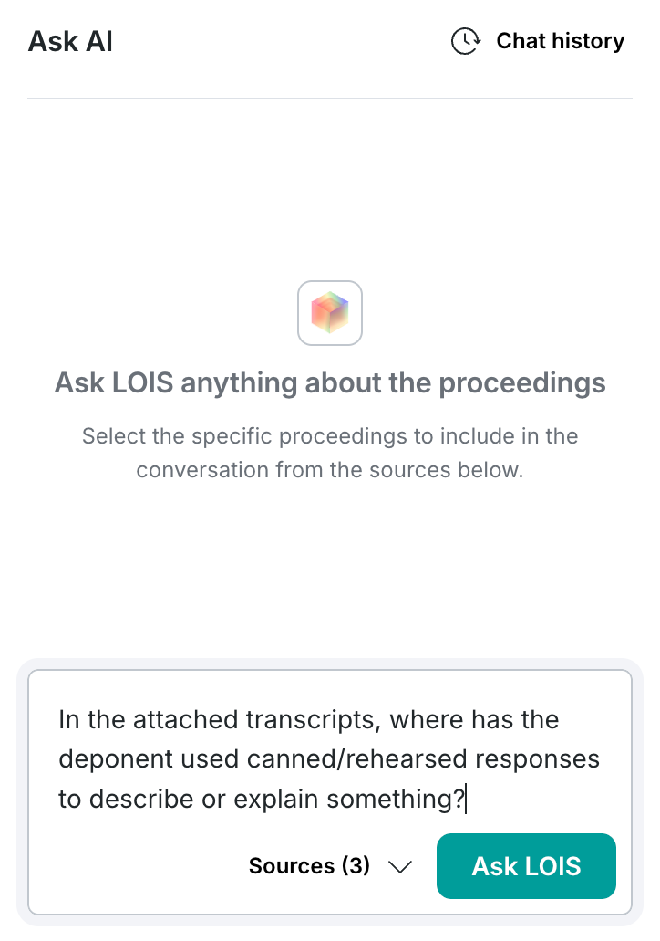 Enter a questions and click Ask LOIS