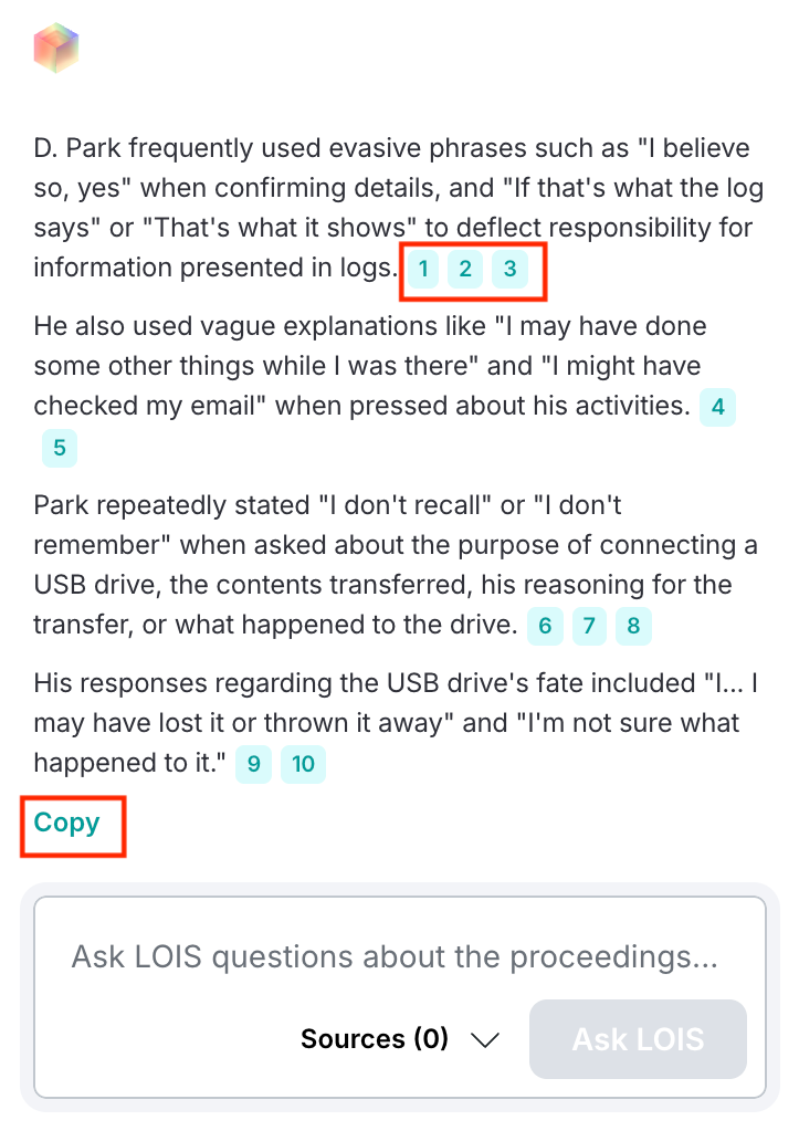 Copy or view inline citations