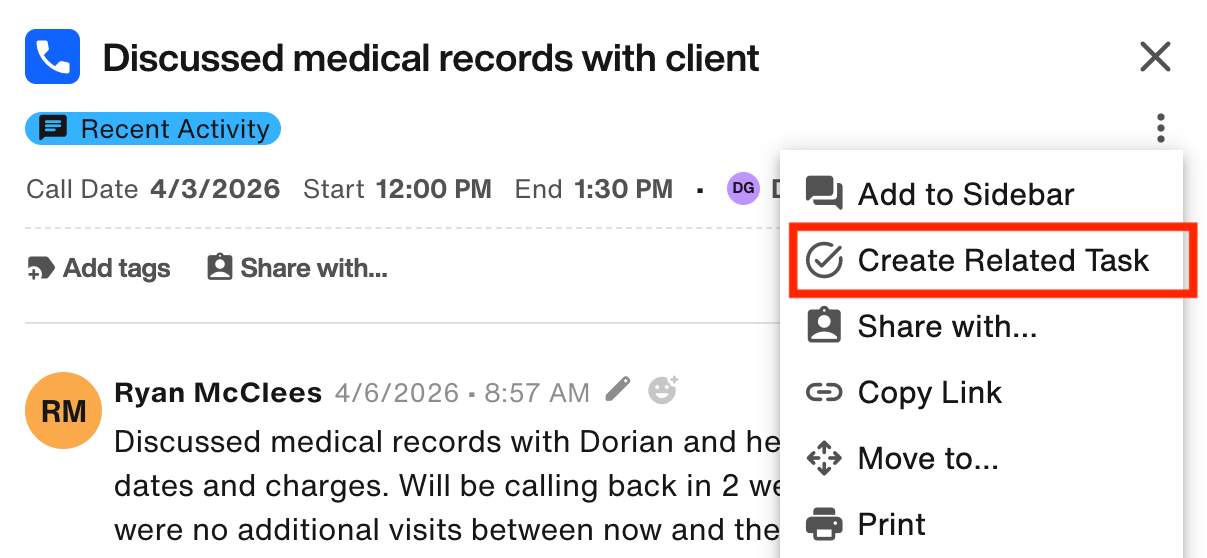 Create Related Task
