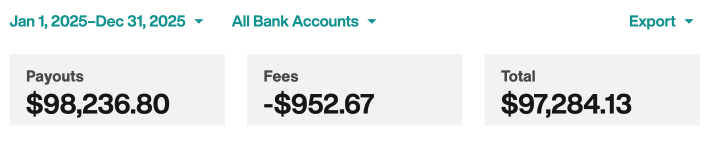 Filter by date range or bank account and view totals