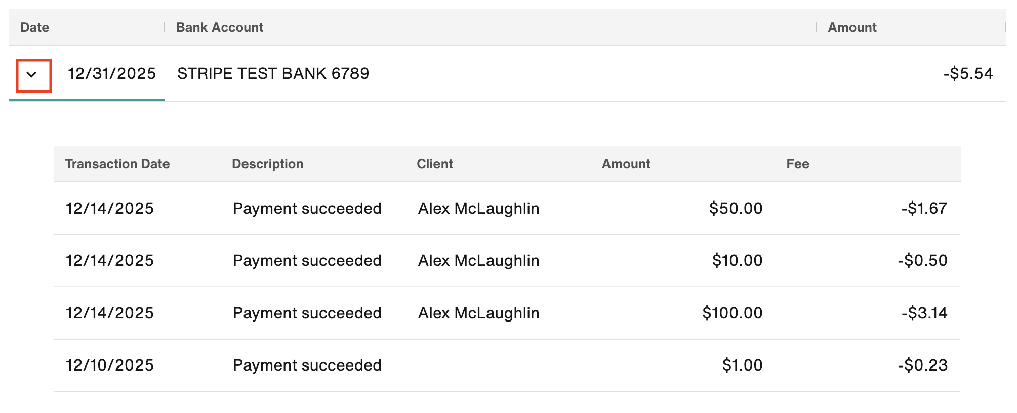 View contributing transactions