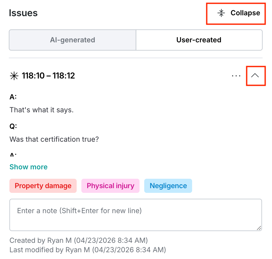 Expand/Collapse all issues or one issue