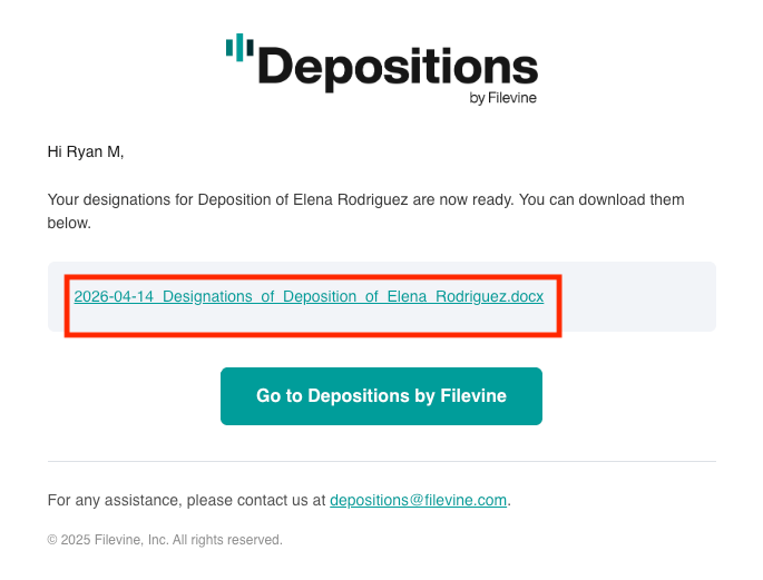Select file name in email notification