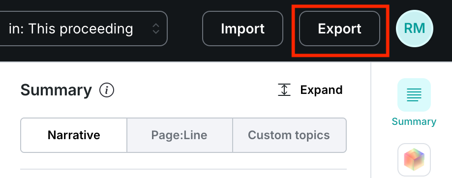 Export button