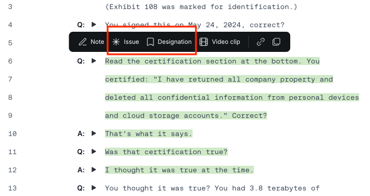 Toolbar: Create issue or designation