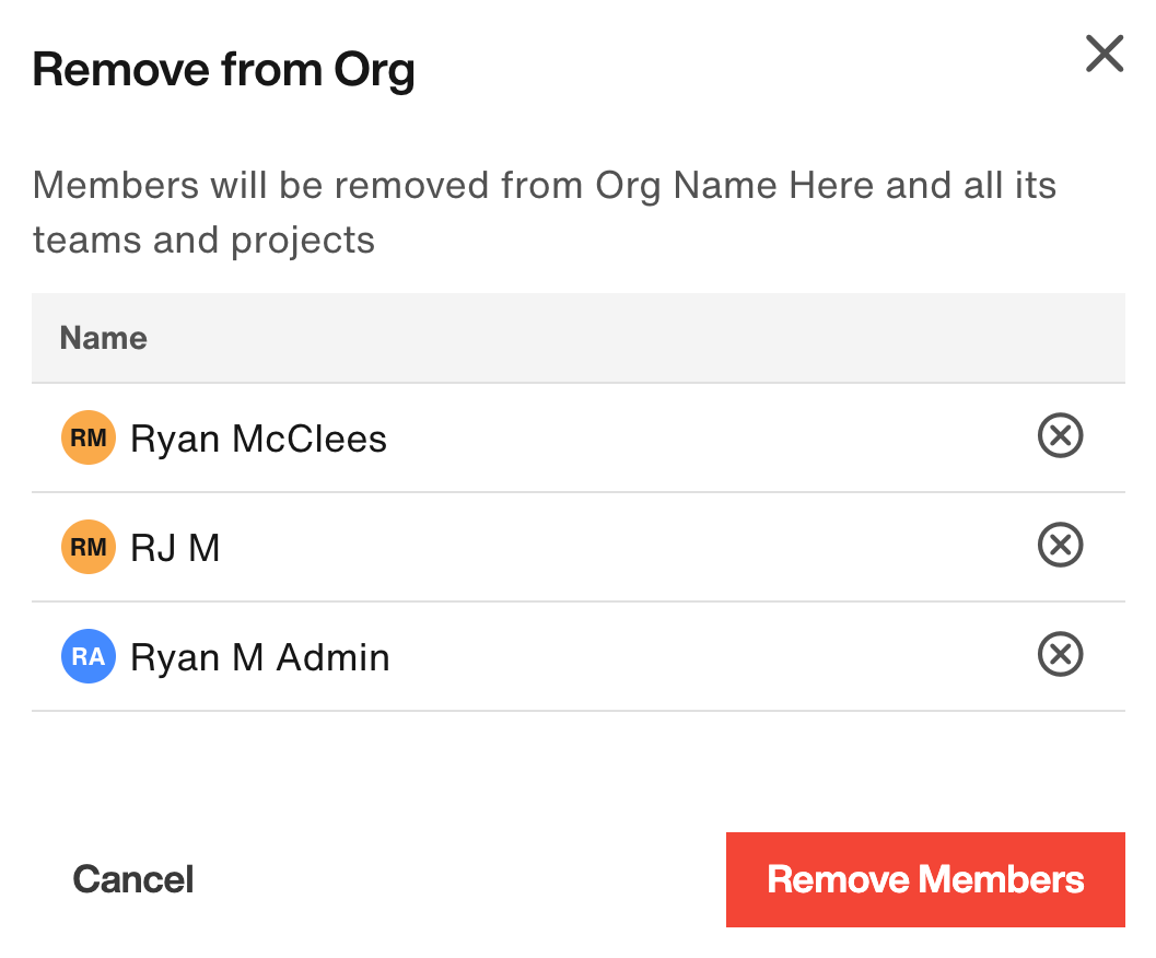 Remove from Org flyout