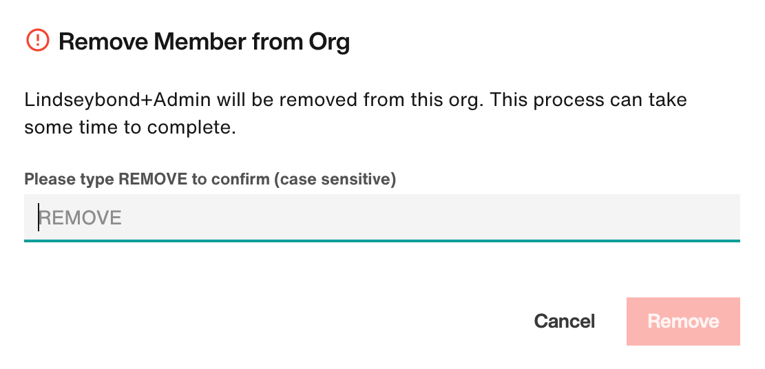 Remove Member from Org modal