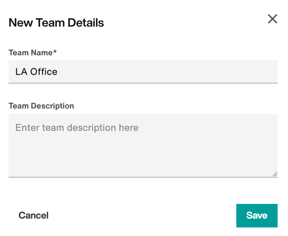 New Team Details