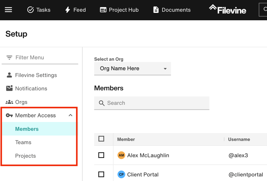 Member Access: Members, Teams, and Projects