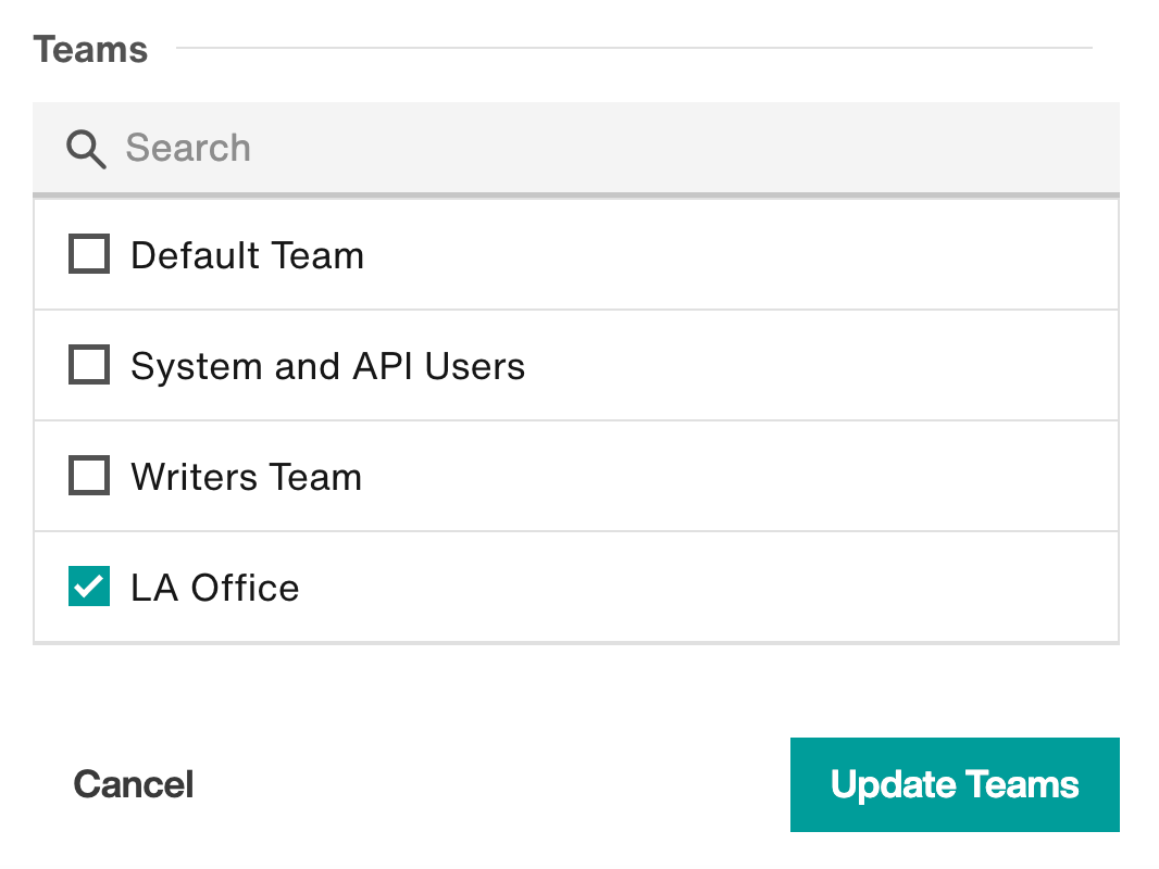 Select the desired teams