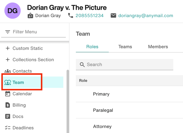 Team section