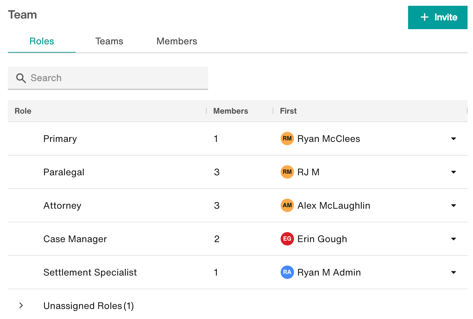 Roles tab