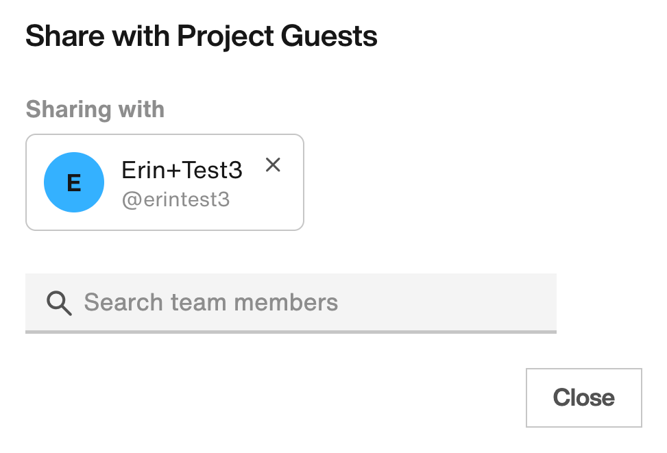 Share with Project Guests modal