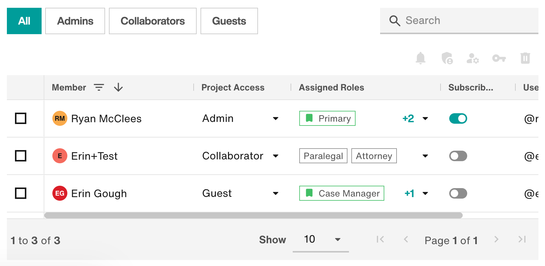 Admin, collaborator, and guest