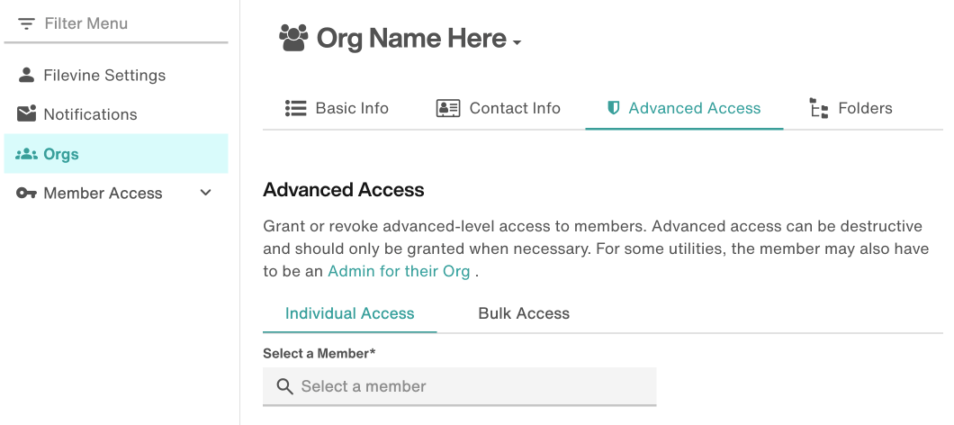 Advanced Access tab