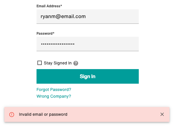 Error: Invalid email or password