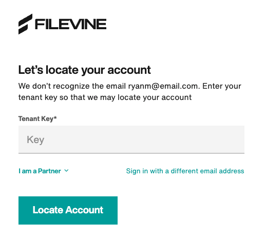 Enter your tenant key